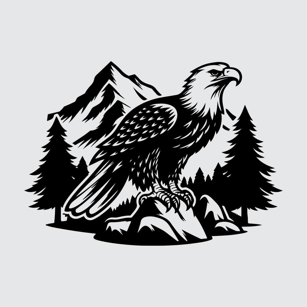 eagle in the mountains, design illustration vector