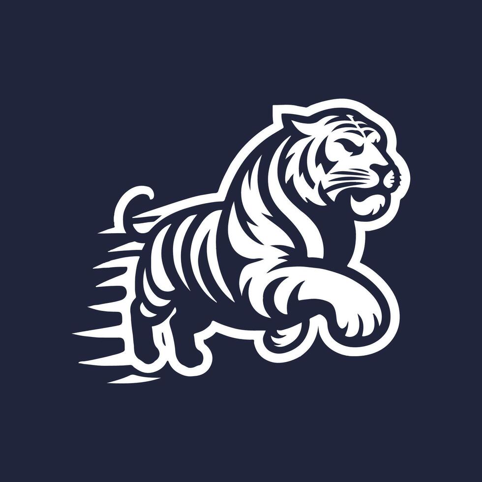 a tiger running logo design vector