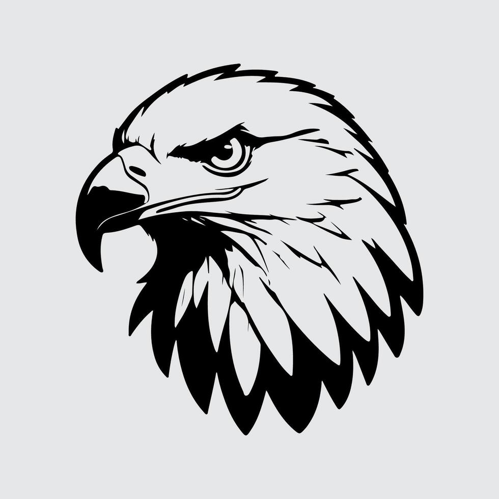 the head of an eagle is shown in black and white vector