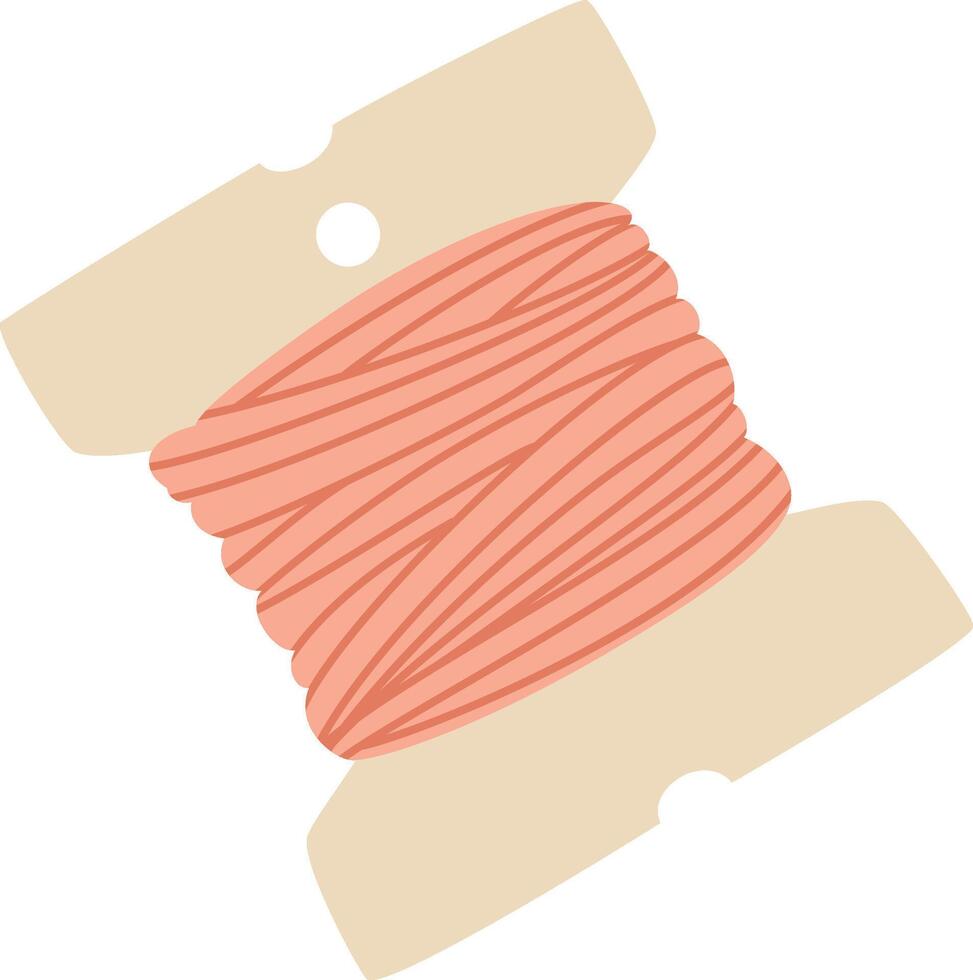 Pink thread wrapped around a spool, isolated against a white background, offering a perfect tool for sewing, tailoring, embroidery, and various needlework projects vector