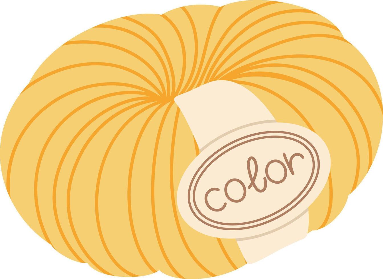 Yellow yarn ball with a label showing the color, perfect for knitting or crocheting warm sweaters, scarves, blankets, and other handmade items vector