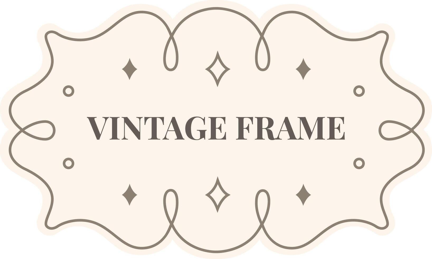 Vintage frame features elegant swirls, delicate dots, and sparkling diamonds, creating a sophisticated and timeless design on a soft beige background vector