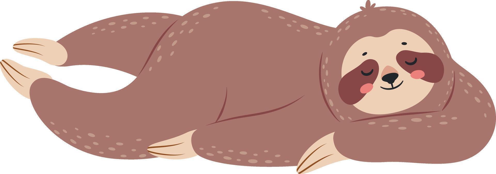 Adorable cartoon sloth sleeping peacefully, enjoying a relaxing moment of tranquility, perfect for children's books, nature illustrations, and wildlife themed designs vector
