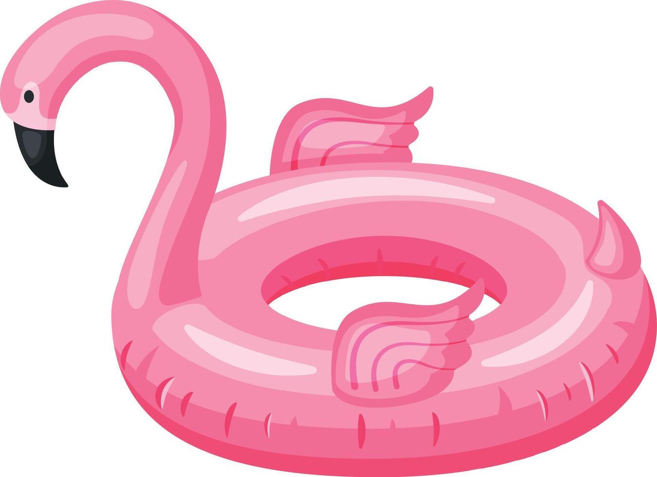 Inflatable pink flamingo with wings shaped swimming pool float isolated on a white background, perfect for summer vacations and pool parties vector