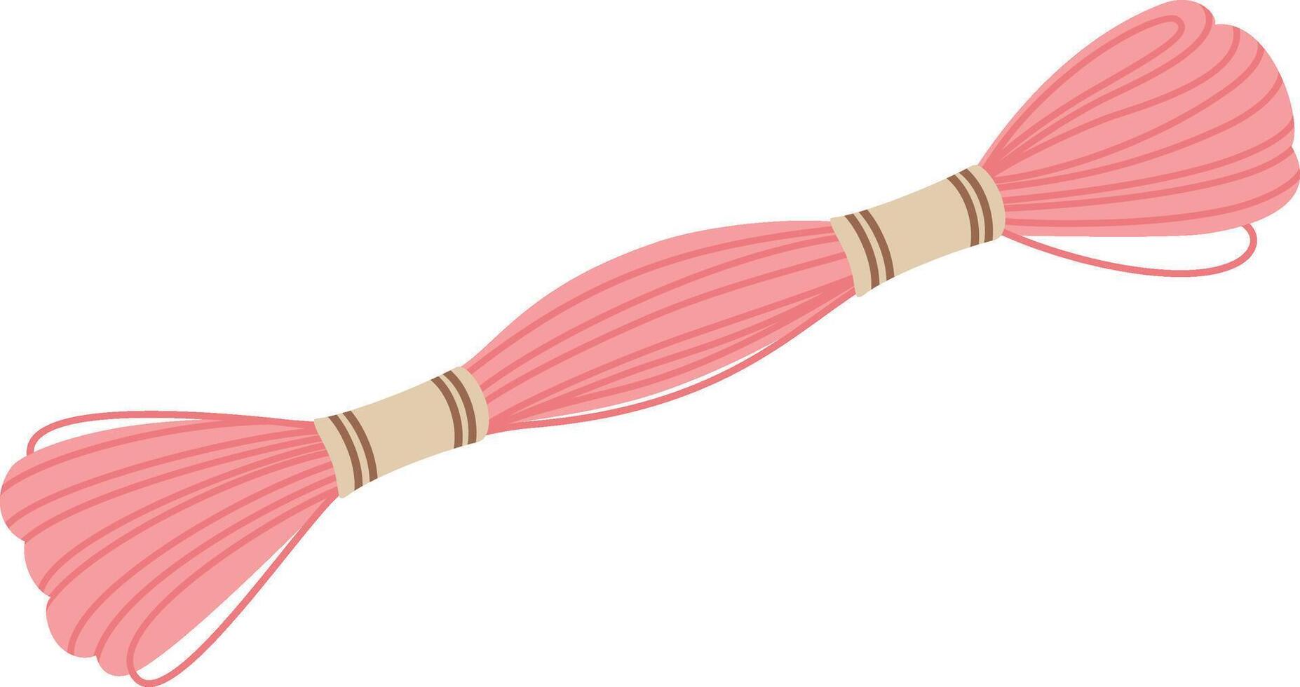 Pink embroidery floss skein isolated on white background, essential for cross stitching, needlepoint, and various sewing projects, offering vibrant color for creative crafting vector