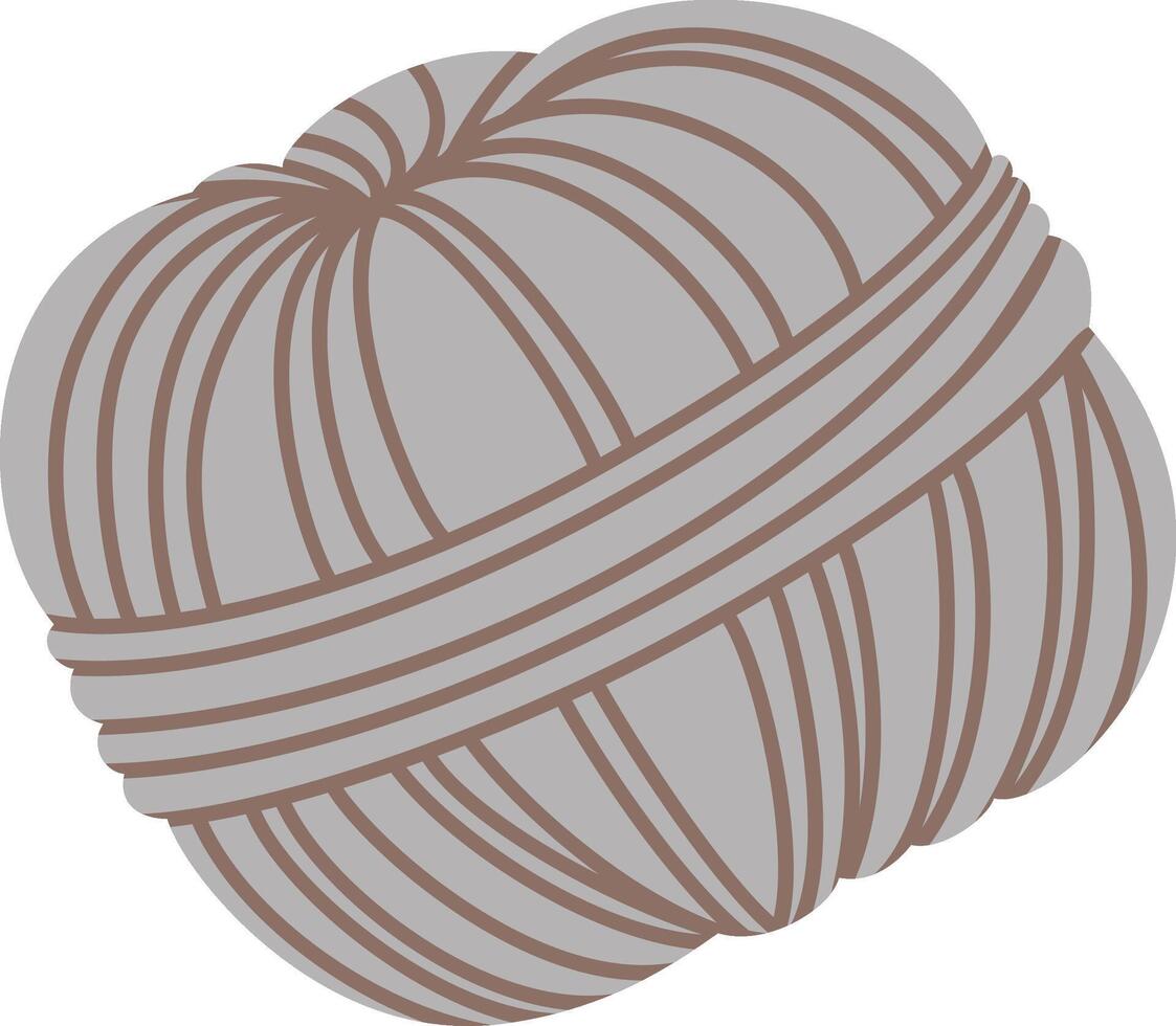 Gray yarn ball wrapped in brown string, creating a warm and inviting atmosphere for cozy crafts and diy projects, ideal for endless hobbies and creative expressions vector