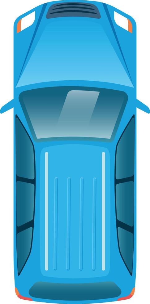 Aerial view of a generic light blue minivan with visible roof rack, parked or standing still on a white background, ideal for transportation or travel concepts vector