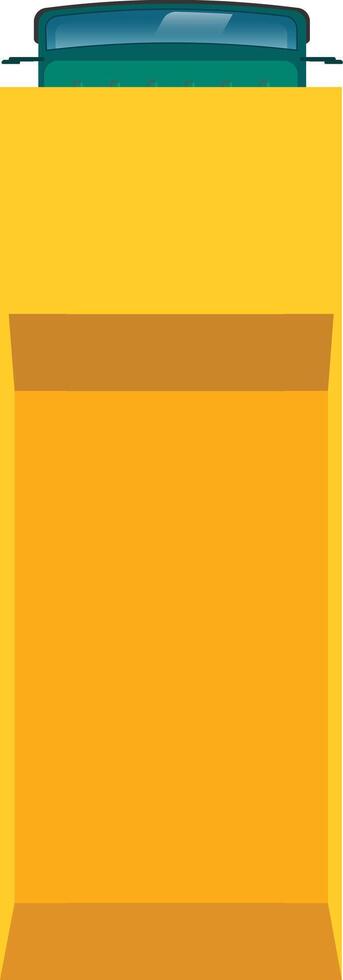 Large, yellow industrial dumpster with a green top, viewed from directly above, showcasing its simple yet functional design for waste disposal vector