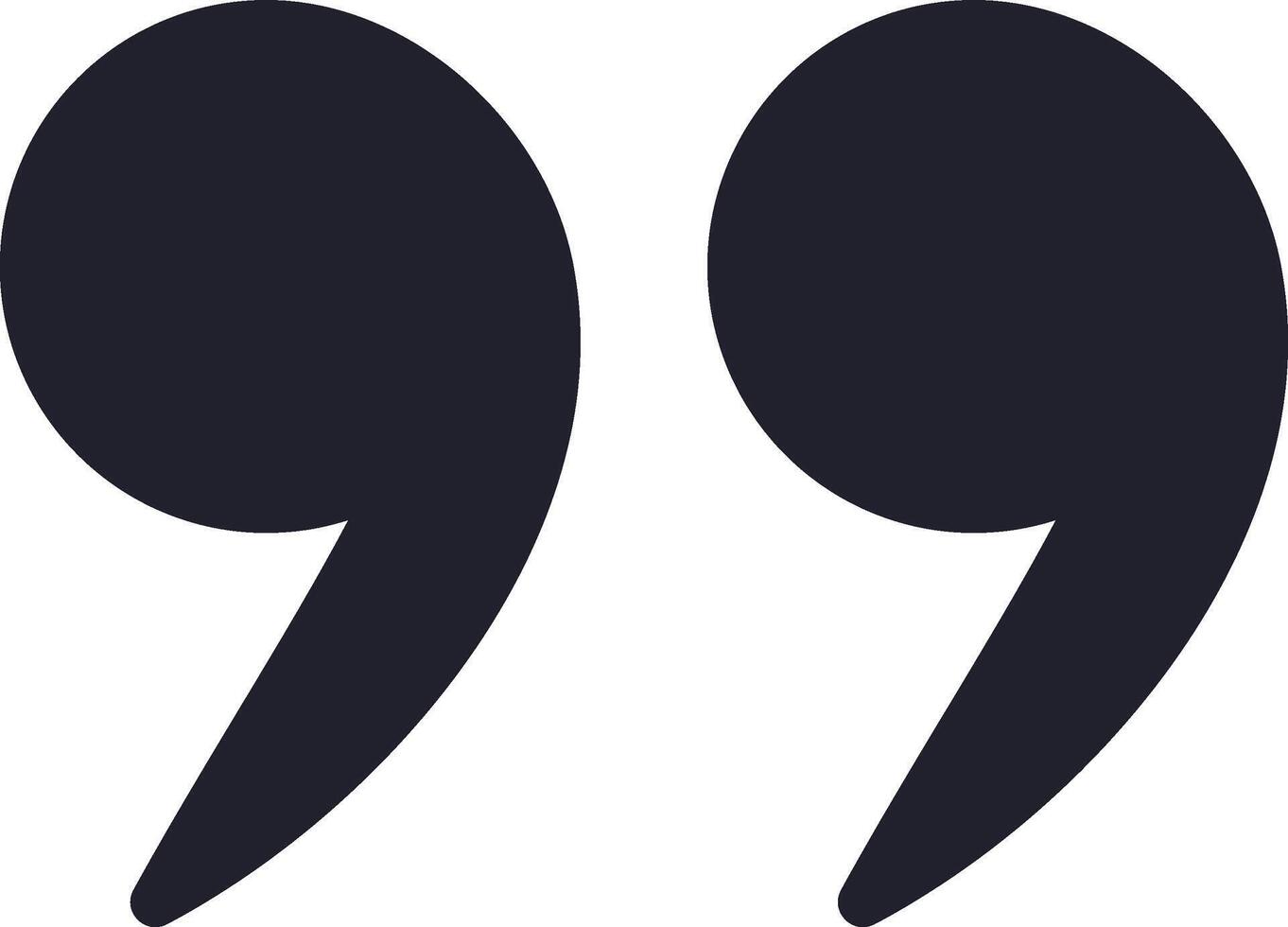 Two dark quotation marks symbolize a verbatim quote, indicating a passage of spoken or written words being reproduced exactly as they were originally expressed vector