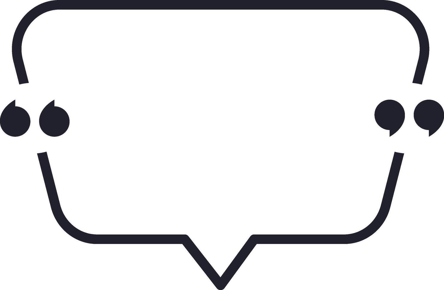 Empty rectangular speech bubble with quotation marks inviting to be filled with meaningful words, thoughts, or ideas, offering a versatile space for communication and expression vector