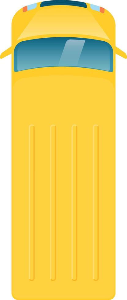 Top view of a classic yellow school bus, showcasing its roof, windshield, and characteristic color, ideal for projects related to student transportation, education, and back to school themes vector