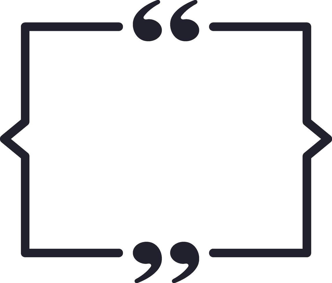 Rectangular speech bubble with quotation marks is waiting to be filled with important and inspiring quotes, thoughts, or dialogue, providing a platform for sharing ideas and expressing oneself vector