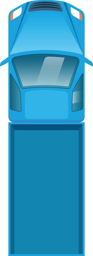 Capturing an aerial view of a light blue pickup truck featuring an empty loading area, perfect for transporting goods and materials efficiently in various settings vector