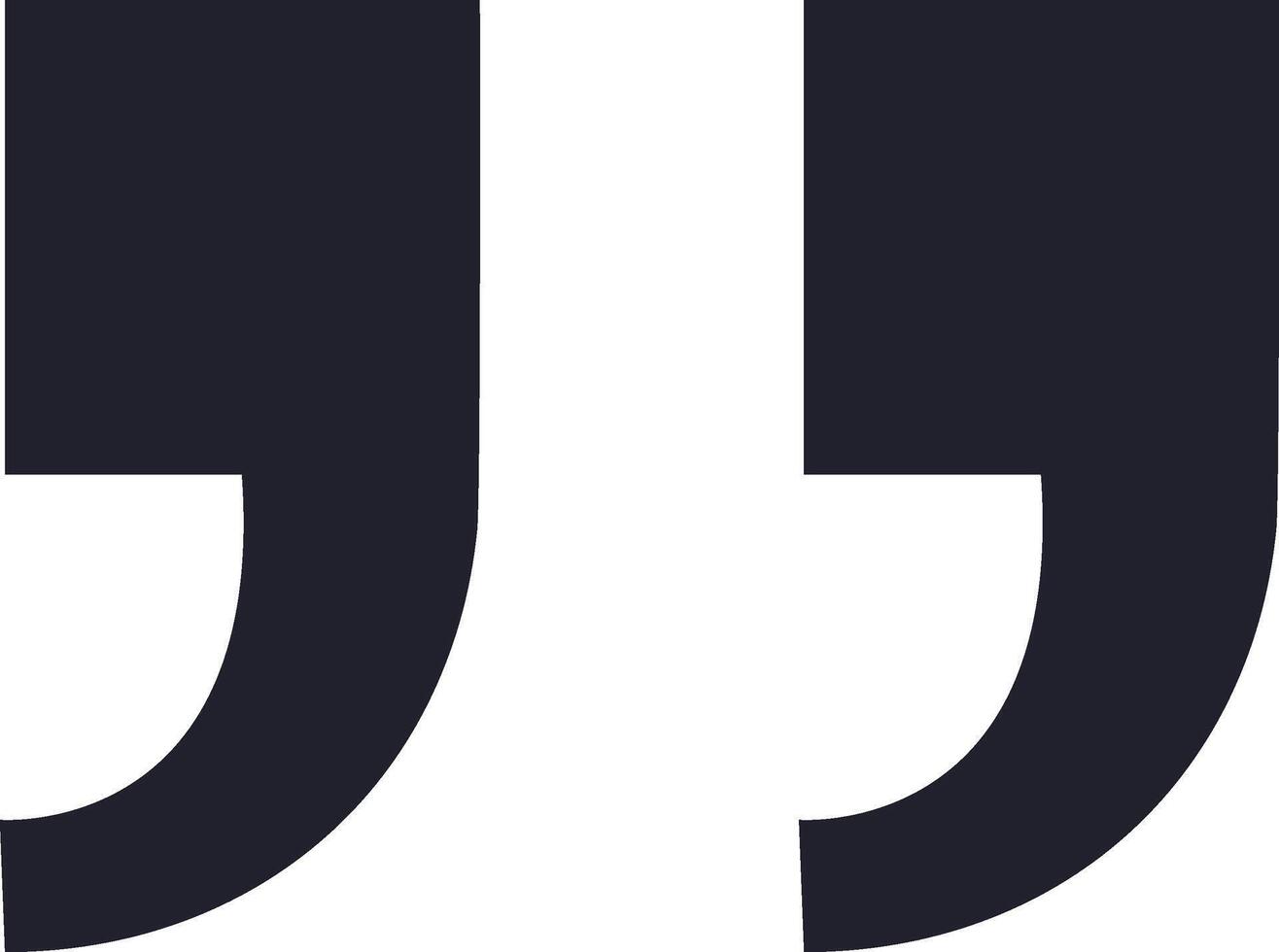 Two dark gray quotation marks symbolize cited text, indicating the start and finish of a speaker's words, emphasizing a direct quote or highlighting a specific passage vector