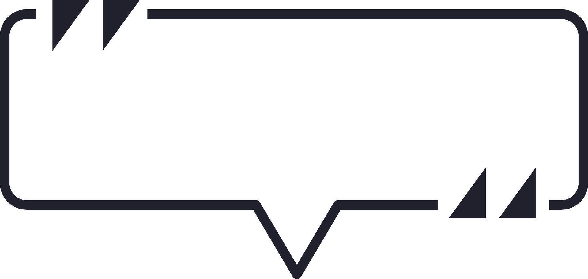 Rectangular quote box featuring triangles for open and closed quotes, visually representing dialogue or citation while enhancing text design with a stylish element vector