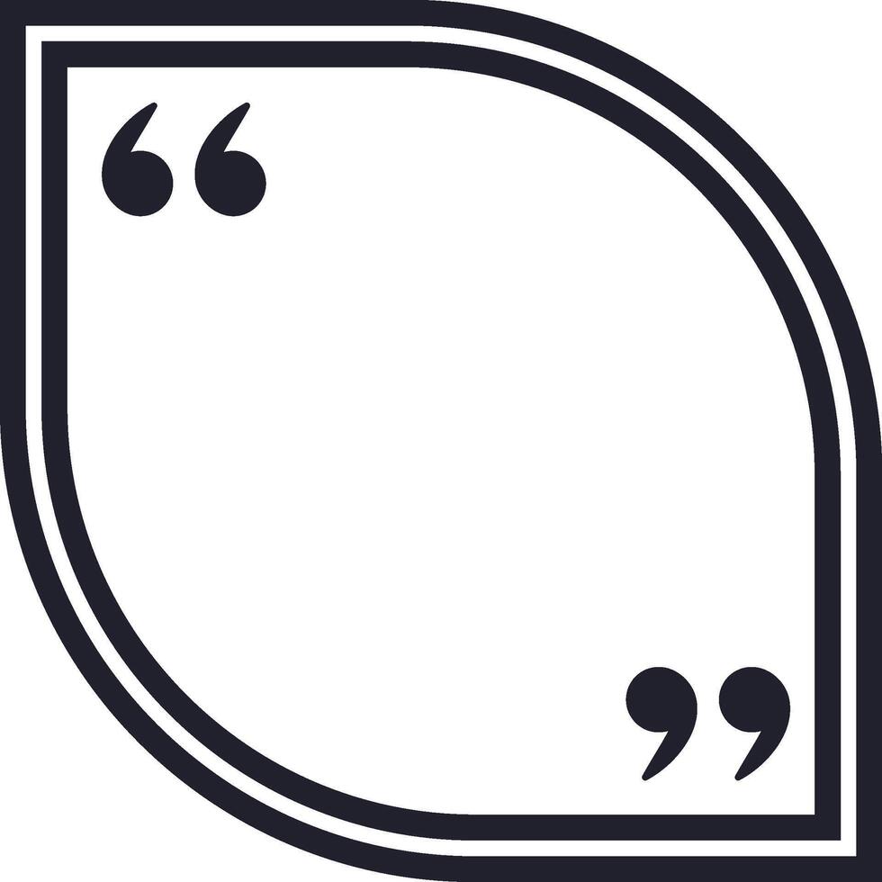 Rounded corner quote frame with quotation marks is framing empty space for custom motivational or testimonial quotes, creating a visually appealing design vector