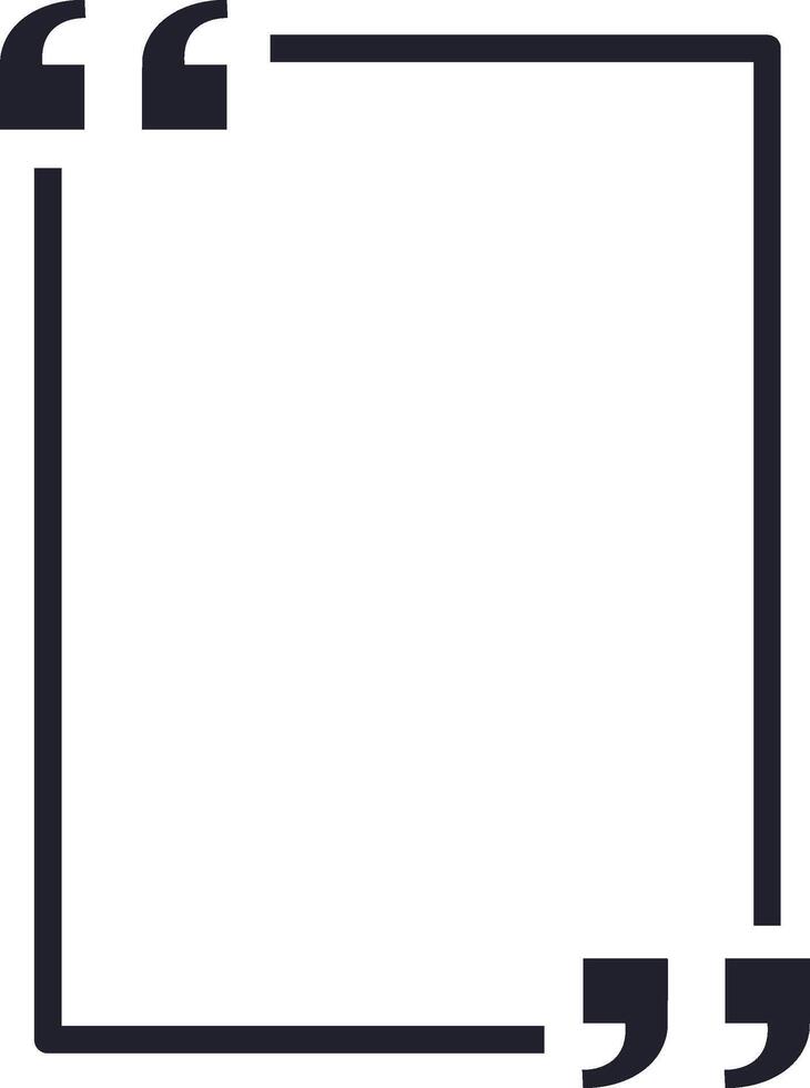 Quotation marks framing a blank rectangular box, creating a space for adding a quote or testimonial, providing a visually appealing way to highlight important text vector