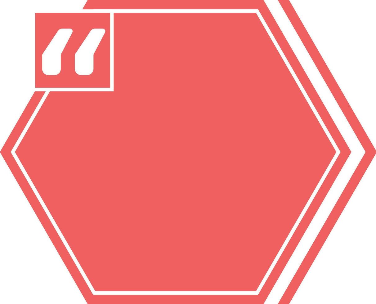 Red hexagonal quote box featuring prominent quotation marks, providing a visually appealing template for showcasing testimonials, customer feedback, and inspiring quotes vector
