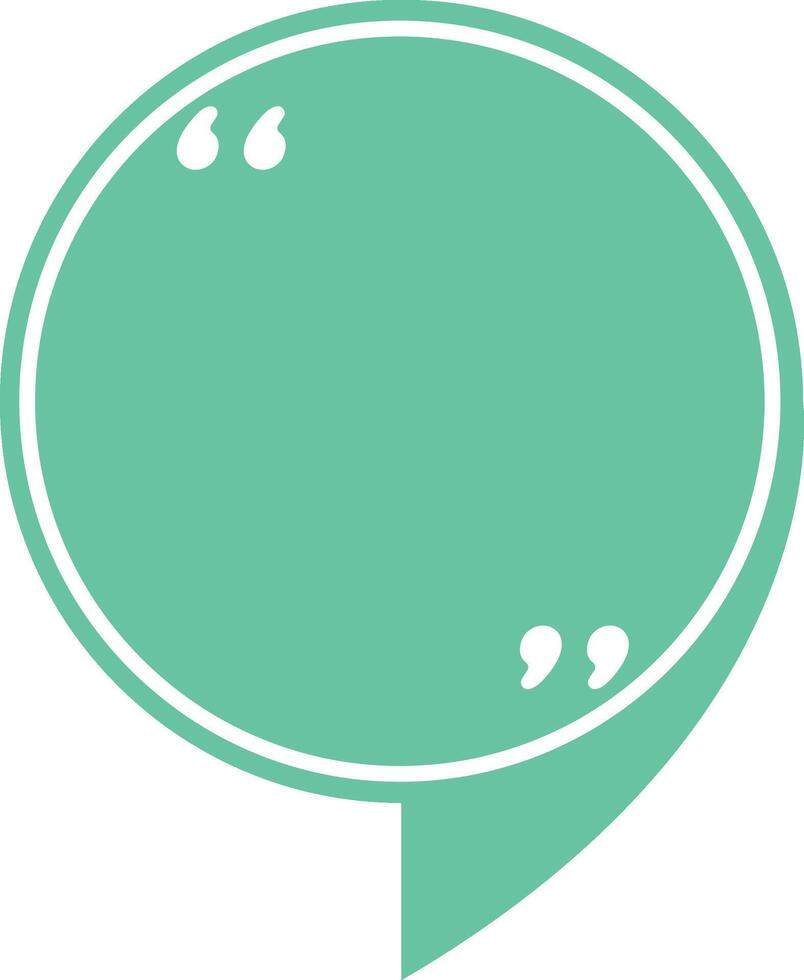 Green speech bubble featuring quotation marks, symbolizing communication, engaging discussions, and the sharing of thoughts and ideas in various contexts like social media and forums vector