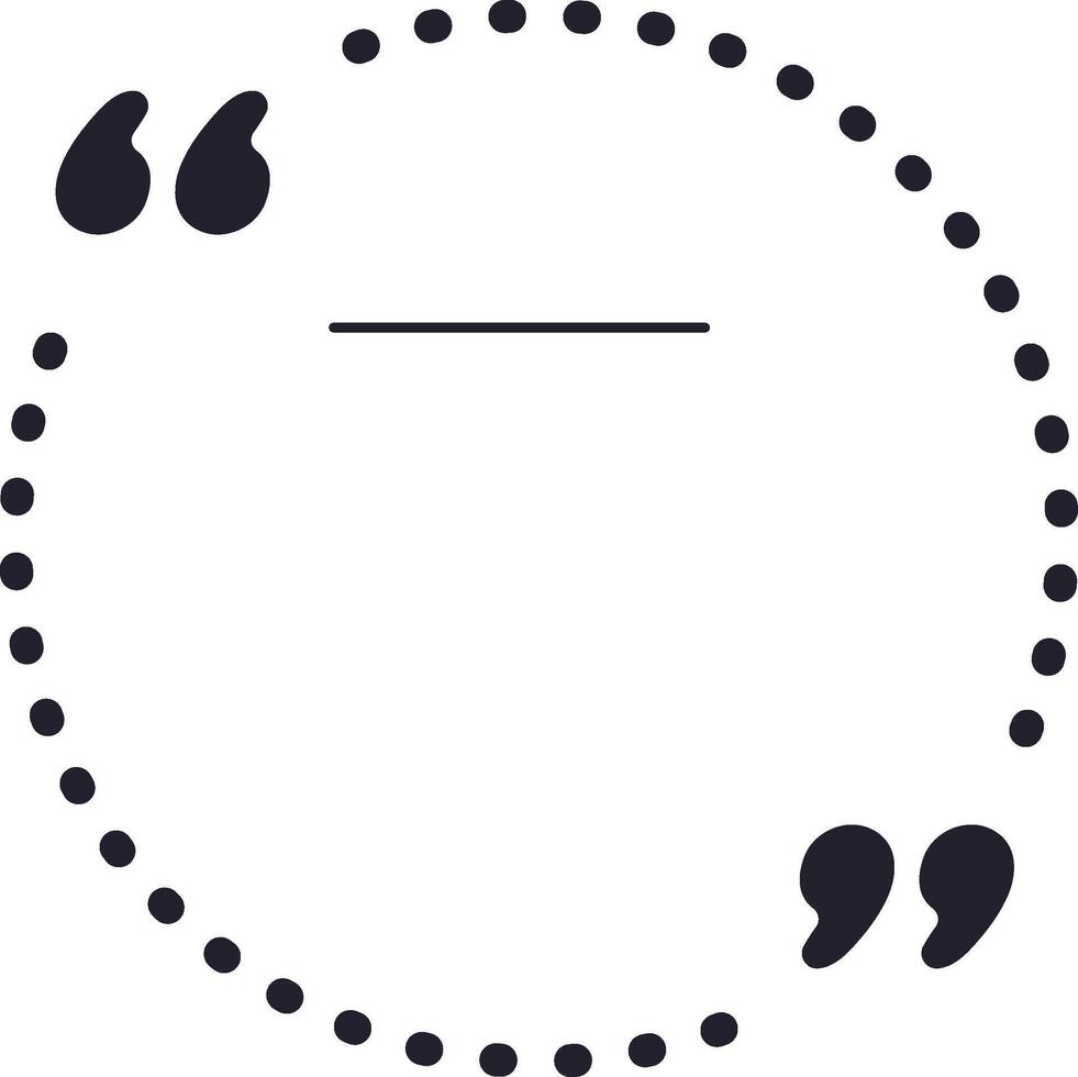 Round dotted frame featuring quotation marks, creating a blank space perfect for inserting quotes, comments, or statements, enhancing communication and design elements vector