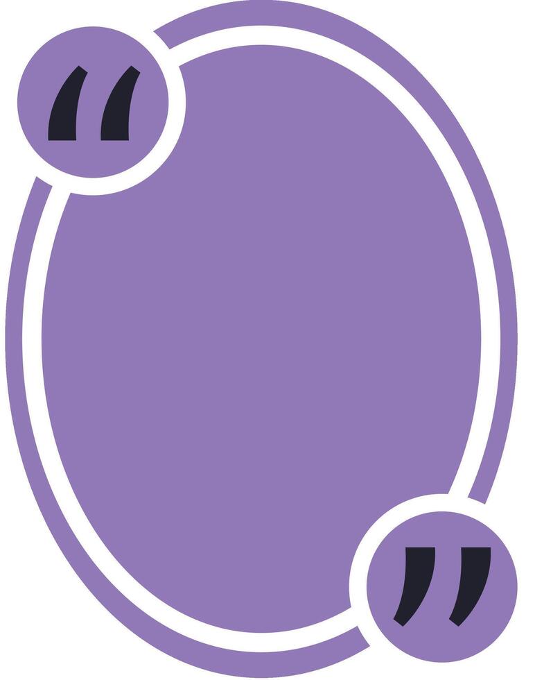 Oval frame adorned with quotation marks enclosing a blank purple space, perfect for displaying motivational quotes, testimonials, and essential ideas waiting to be shared vector