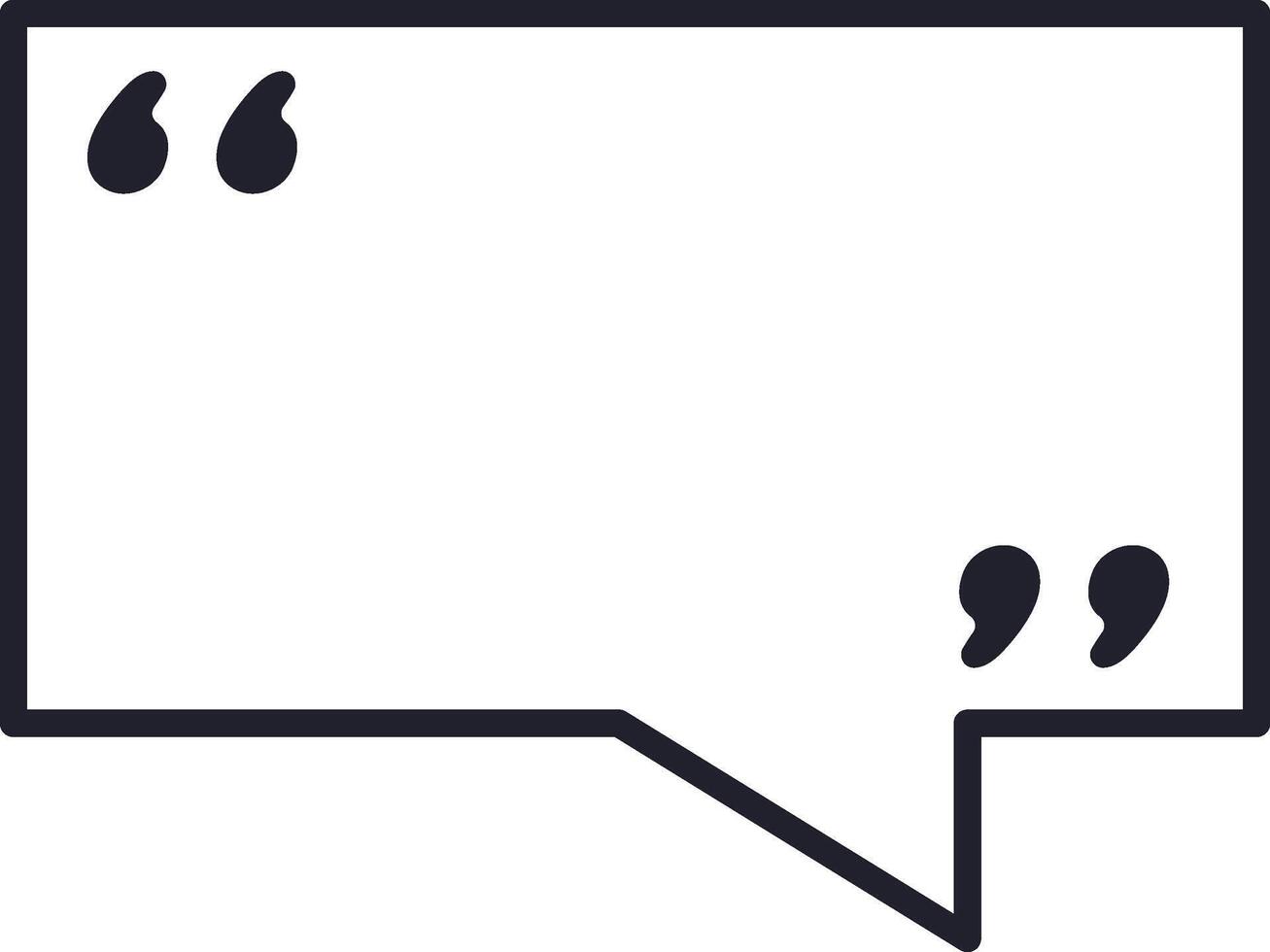 Empty speech bubble featuring double quotation marks at both ends, creating a blank space ideal for writing quotes or comments, perfect for communication and expression vector