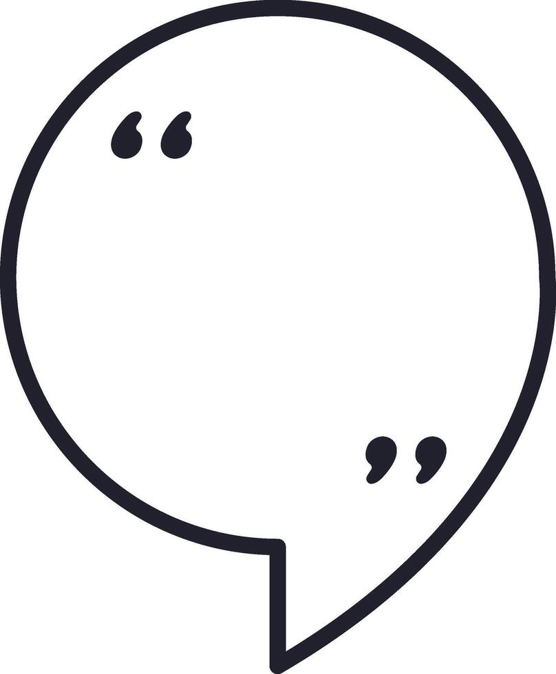 Minimalist speech bubble featuring bold quotation marks, providing an inviting space for engaging dialogue, meaningful discussions, and sharing diverse perspectives and opinions vector