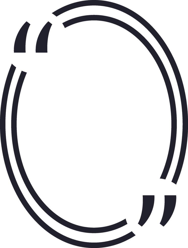 Two black lines form an oval shape with quotation marks at each end, creating a frame for text or other design elements, suggesting ongoing conversation or dialogue vector
