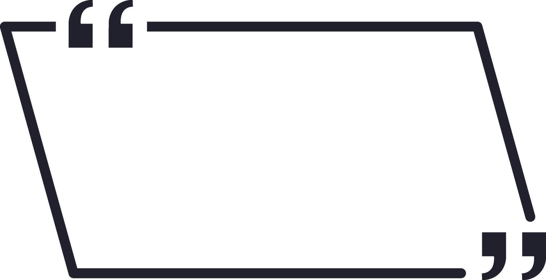 Empty quote frame is waiting to be filled with a text message, quote or inspirational phrase, featuring quotation marks at the beginning and end vector