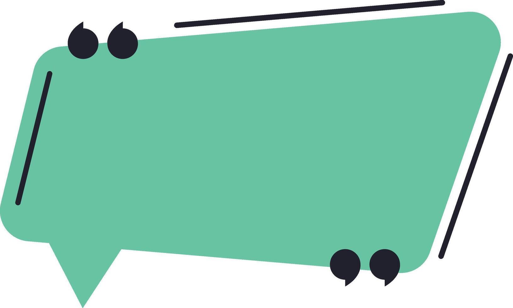Green speech bubble with quotation marks is framing an area for text, ideal for social media communication, testimonials, and online discussions, adding a visual element to quotes and messages vector
