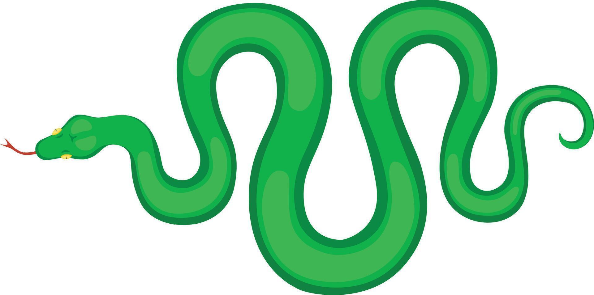 Wavy green snake slithering gracefully, showcasing its forked tongue while creating a captivating and sinuous representation of a reptile in dynamic motion through its vibrant environment vector