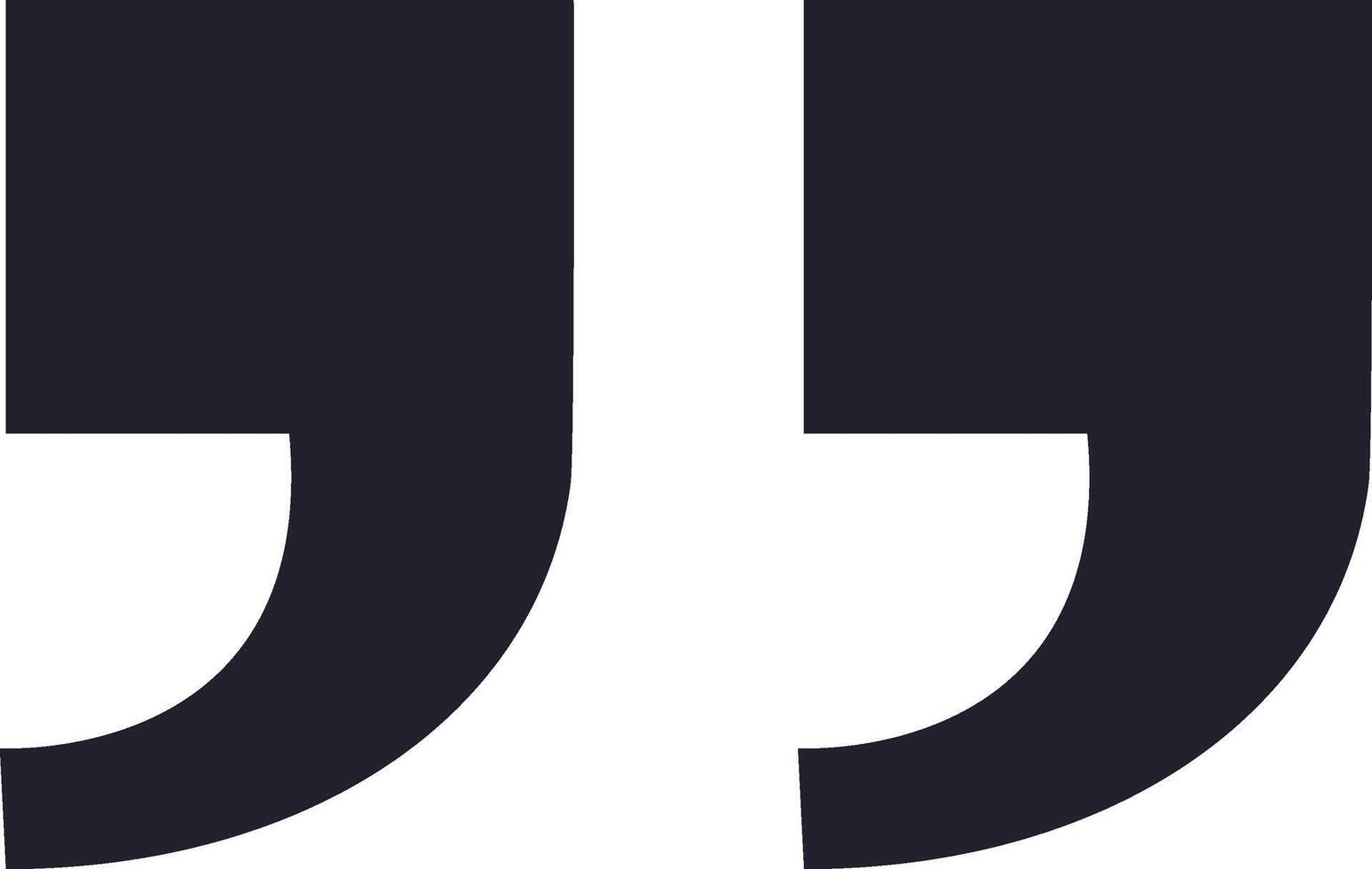 Two dark gray quotation marks stand out against a white background, creating a simple yet powerful representation of quoted speech or cited text vector