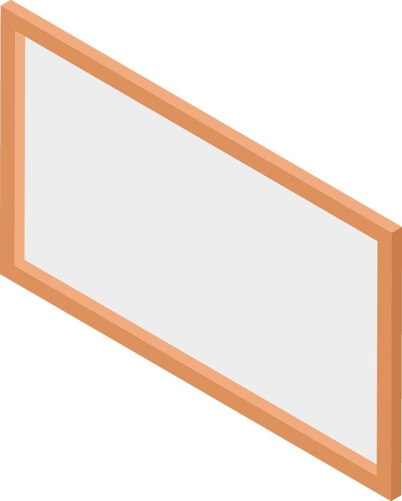 Isometric view of a blank whiteboard with a light wooden frame, ideal for educational or business presentations, providing a clean space for writing or drawing vector