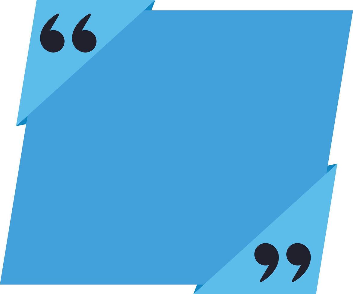 Blue quote box with quotation marks at the corners is providing space for adding text, creating an engaging visual element for testimonials, reviews, or highlighted information vector