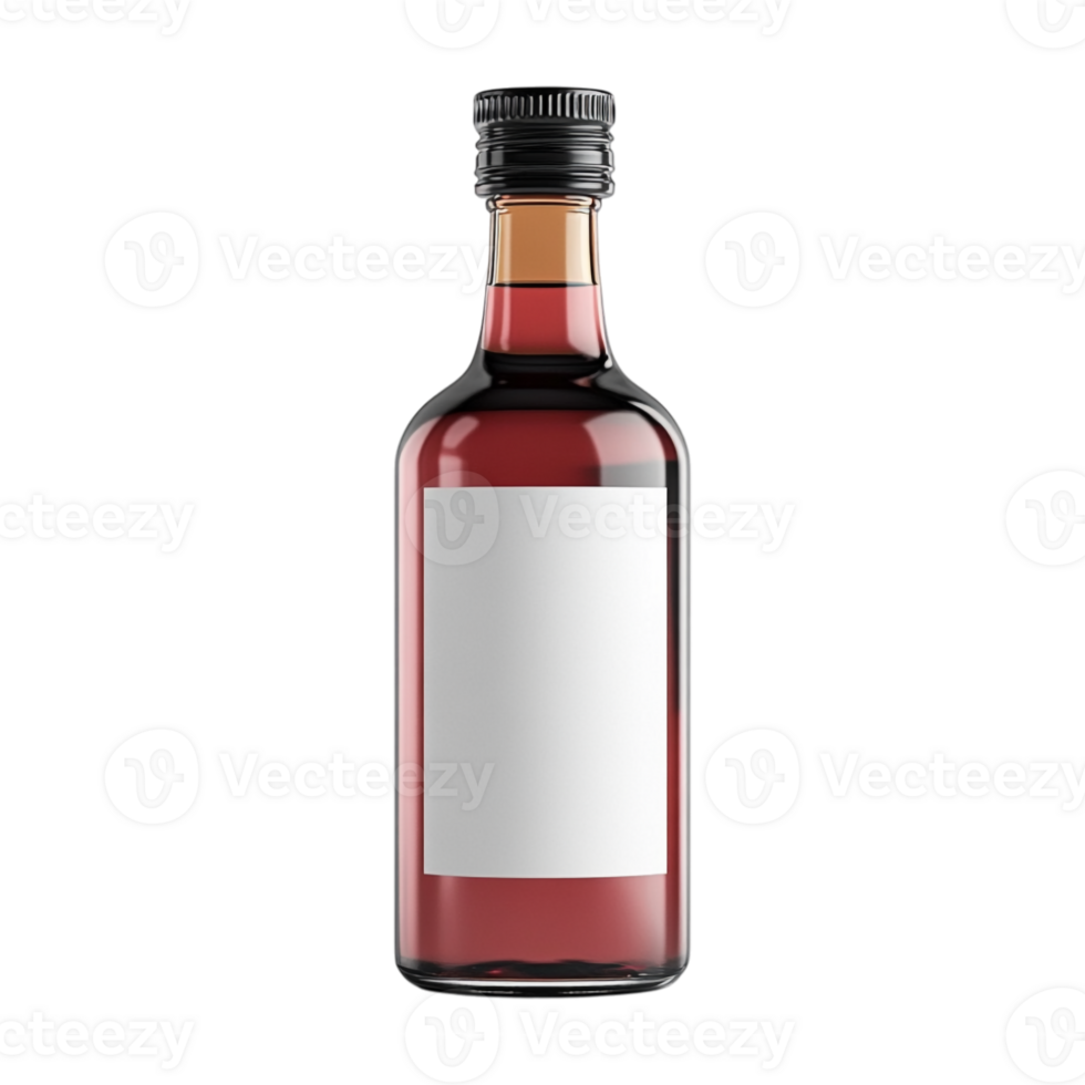 A bottle of red wine with a blank label on it png