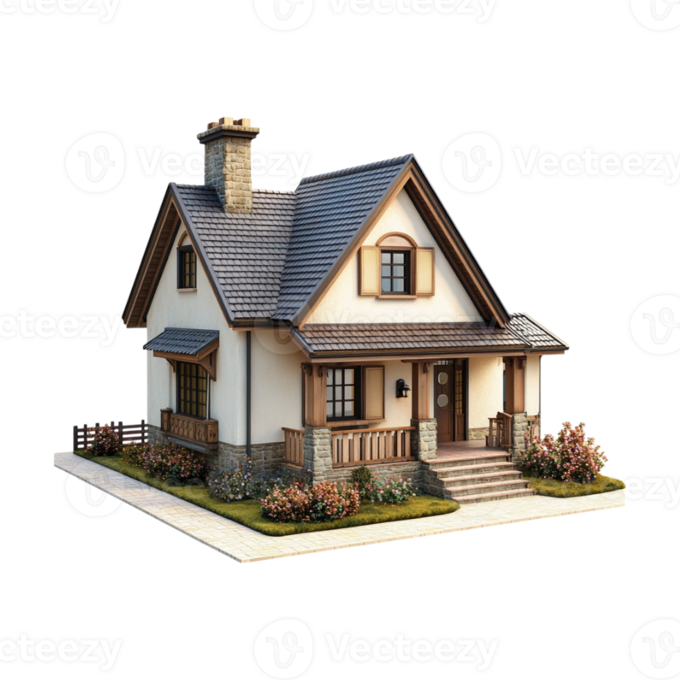 A small house with a roof and a porch png
