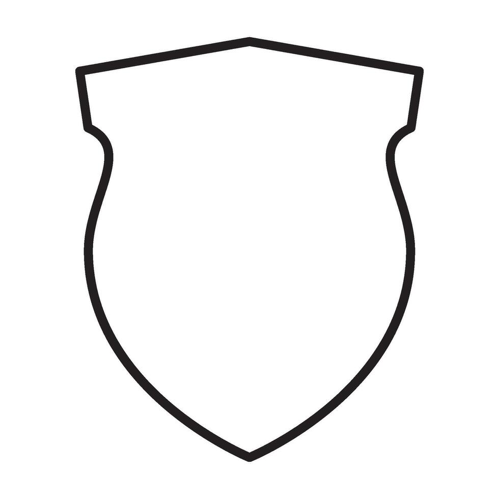 Flat Shield Icon in Monoline Black Outline vector