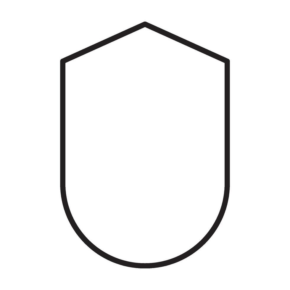 Outlined Shield Icon in Flat Monochrome Style vector