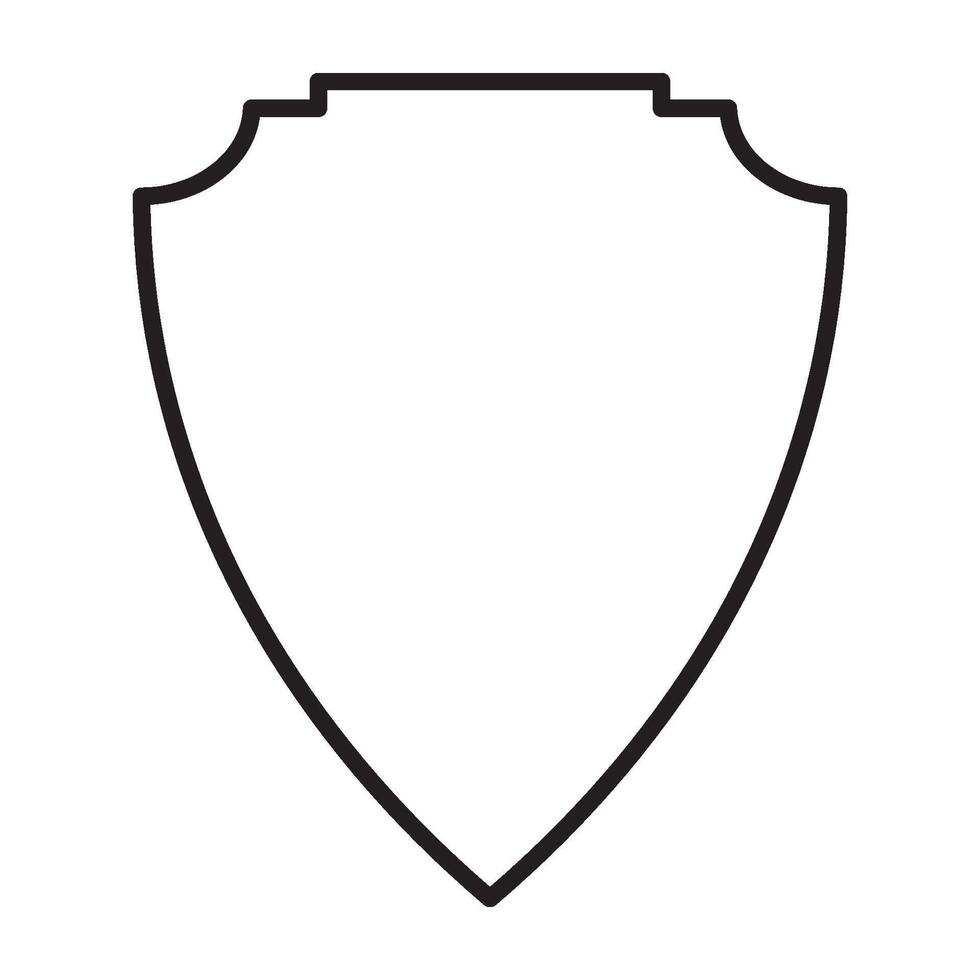 Black Line Shield Icon - Simple and Minimalist vector