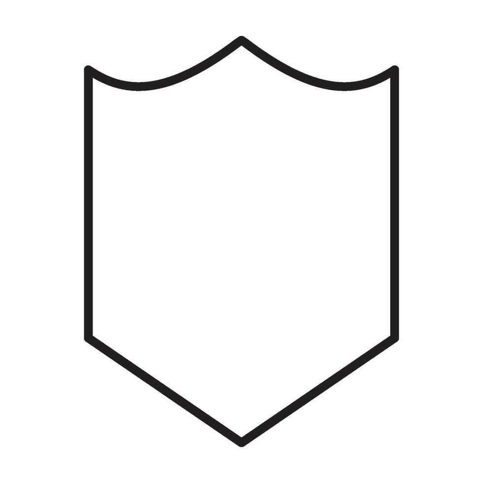Modern Shield Icon Flat Black Line Design vector