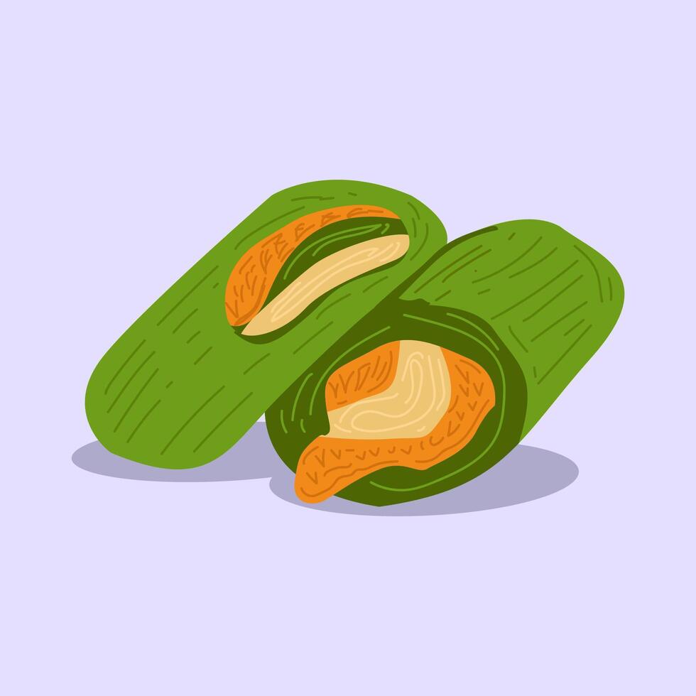 Dadar Gulung Illustration Traditional Cake from Indonesian Country vector