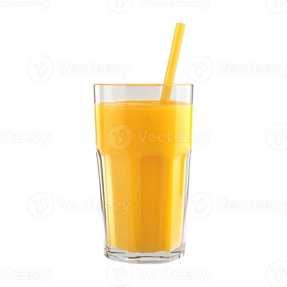 A glass of orange juice with a straw png