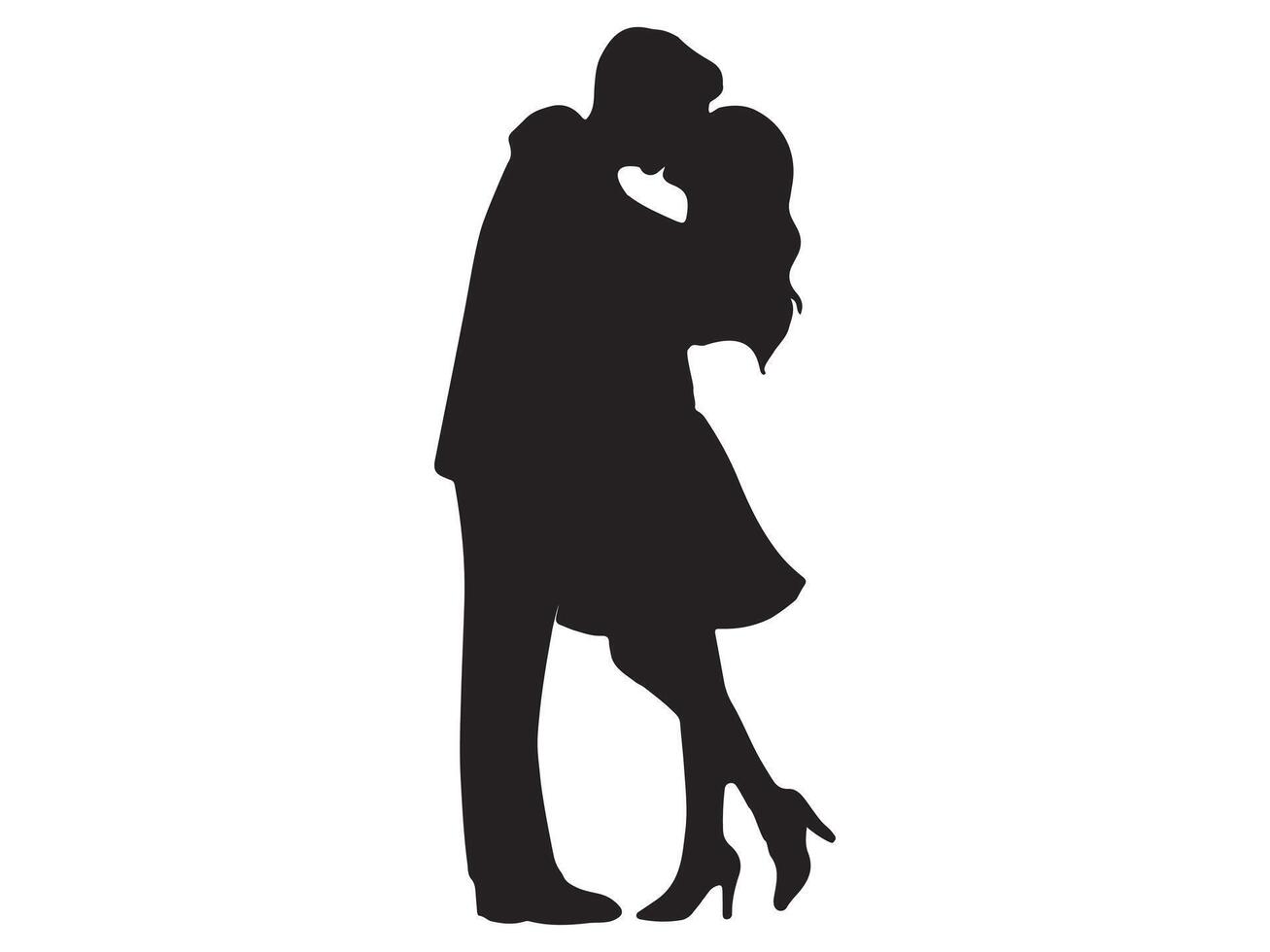 Couple kissing silhouette vector