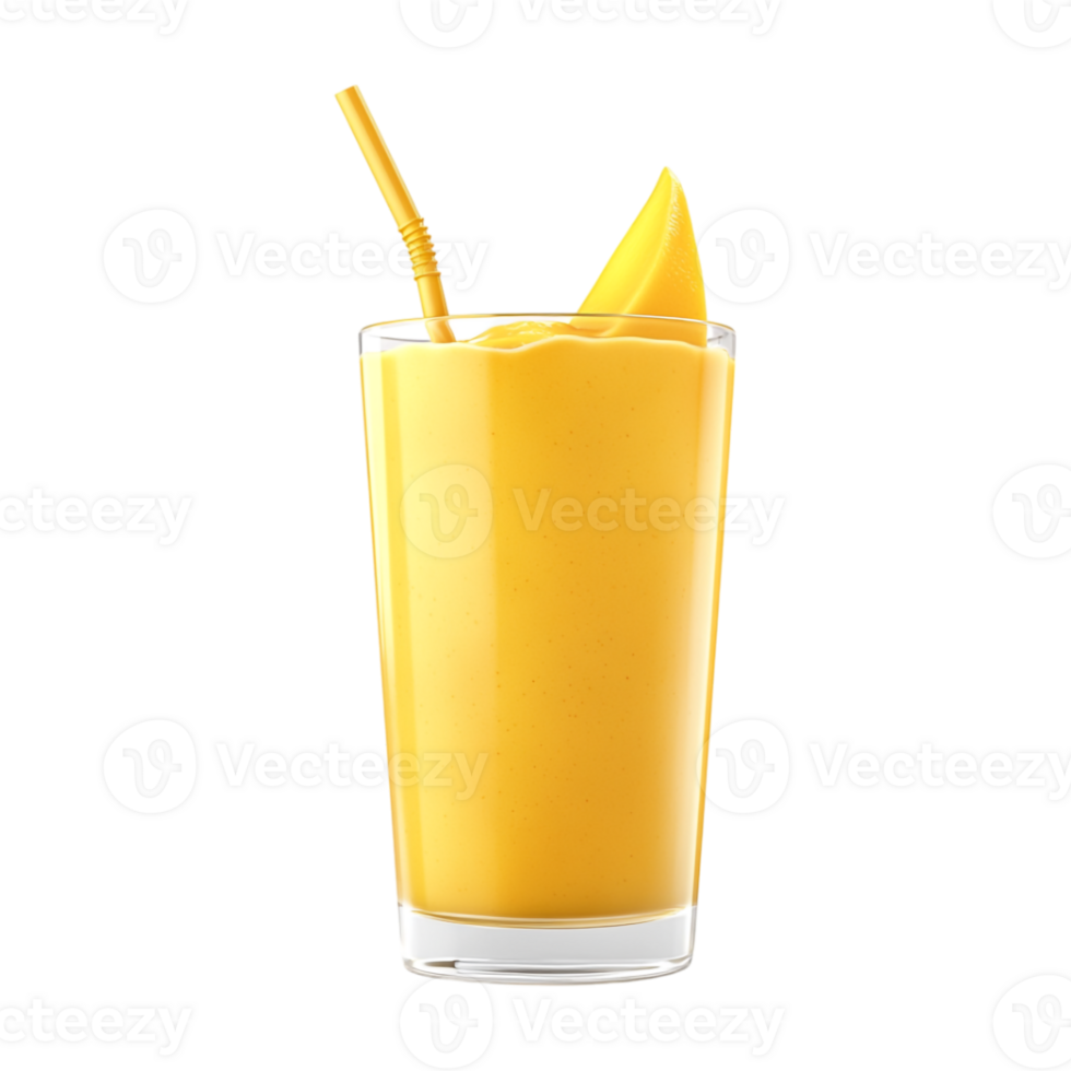 A glass of mango smoothie with a straw png
