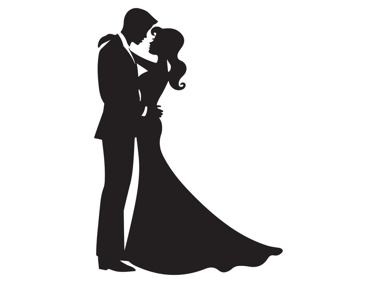 Romantic couple silhouettes vector