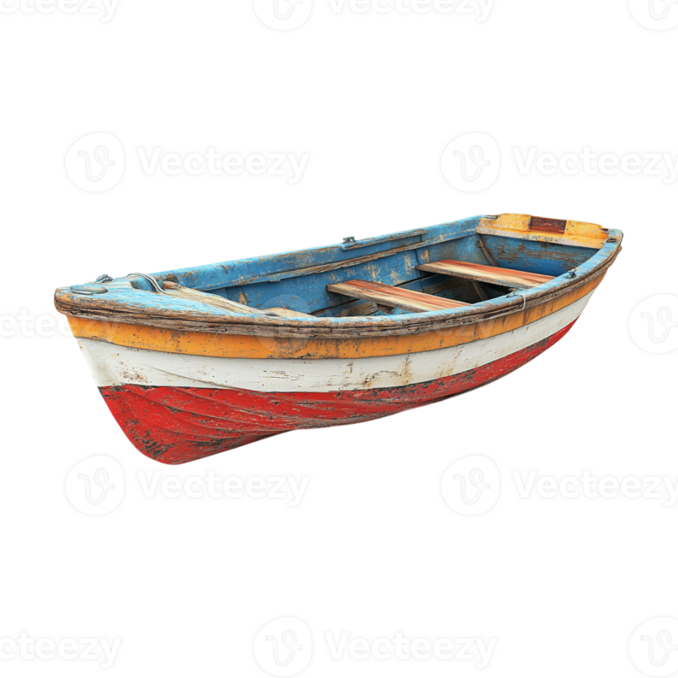 A small boat with a red and white paint job png