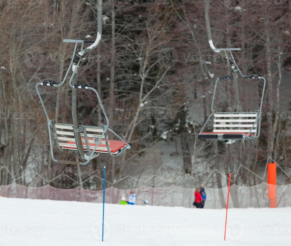 Cable car at a ski resort. photo