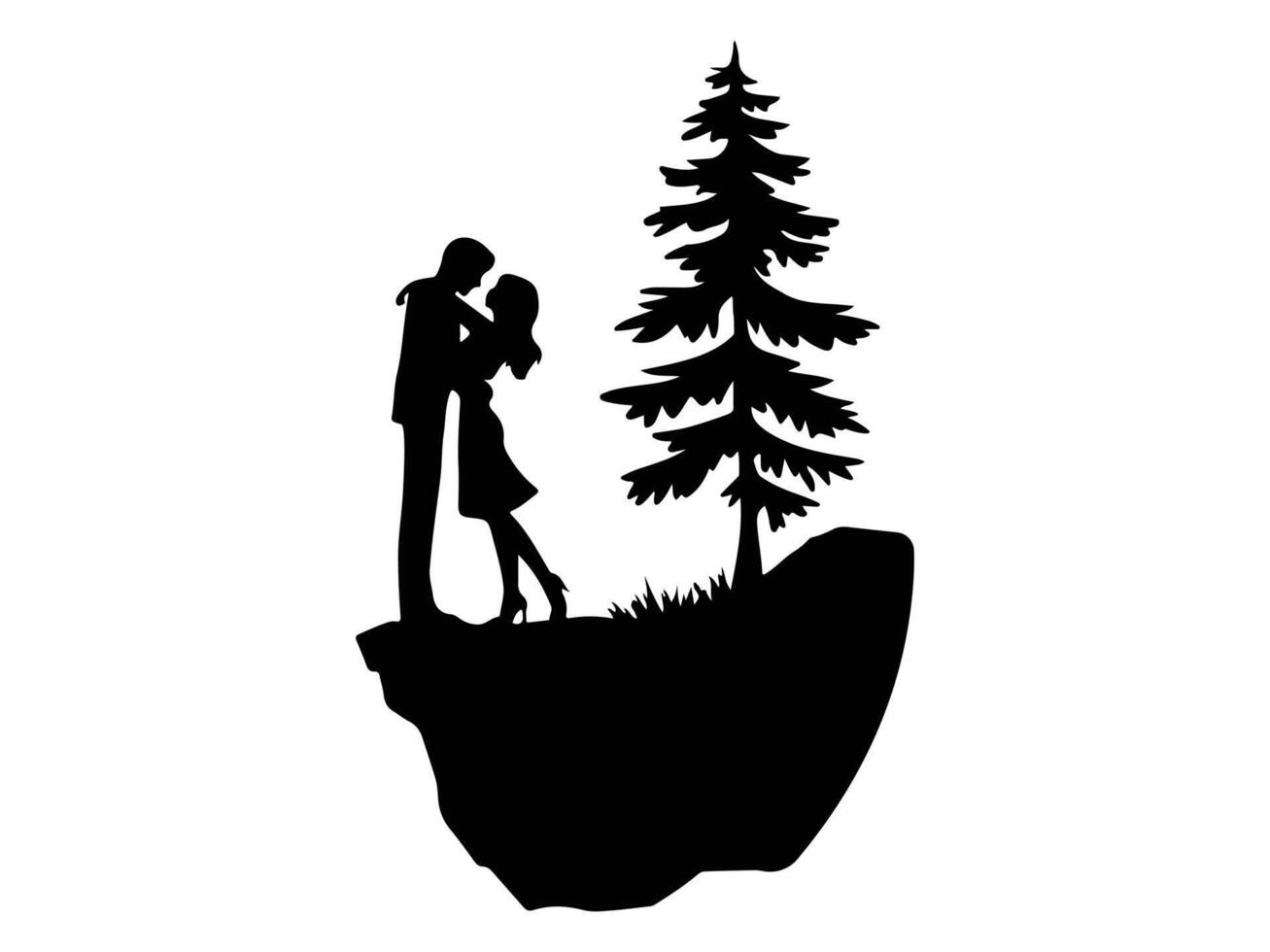 Romantic couple silhouettes vector