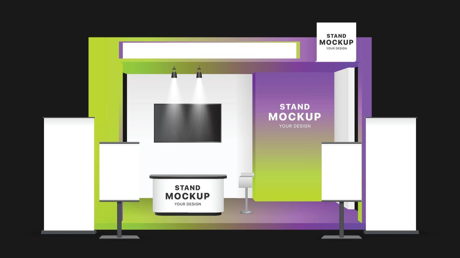 Booth Stand Event Exhibition Template Dark Theme vector