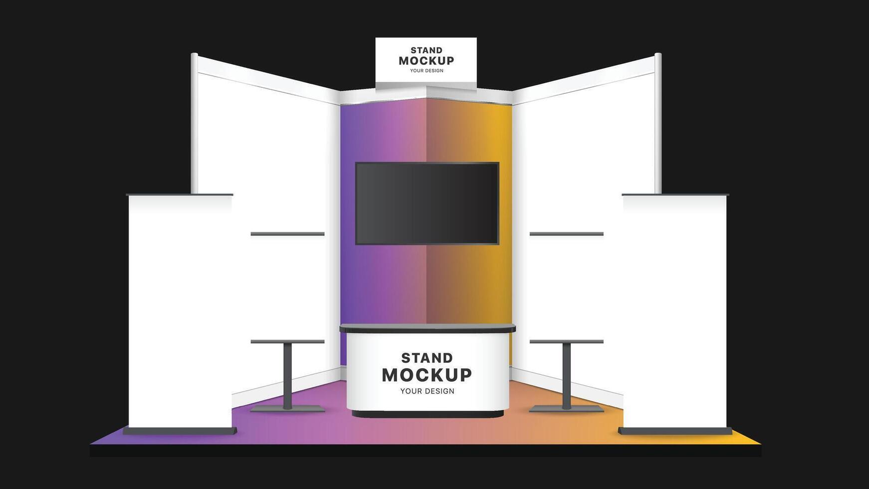 Booth Stand Event Exhibition Mockup Vibrant vector